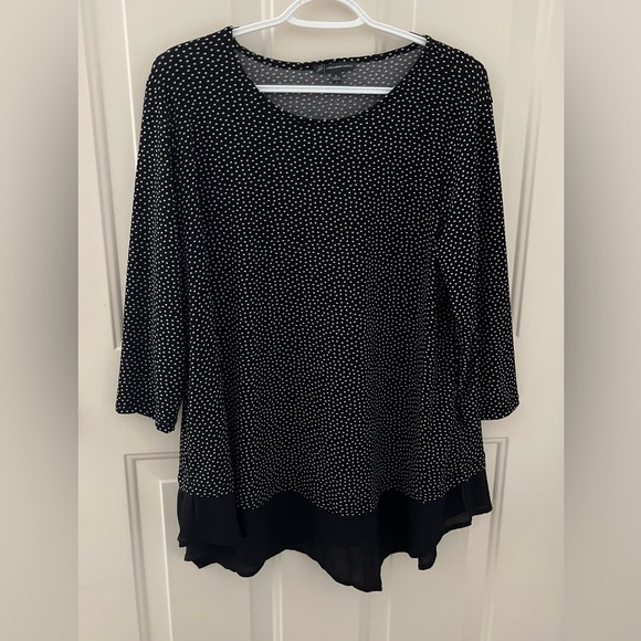 Black and White Polka Dot Women's Tunic Top - Picture 1 of 3